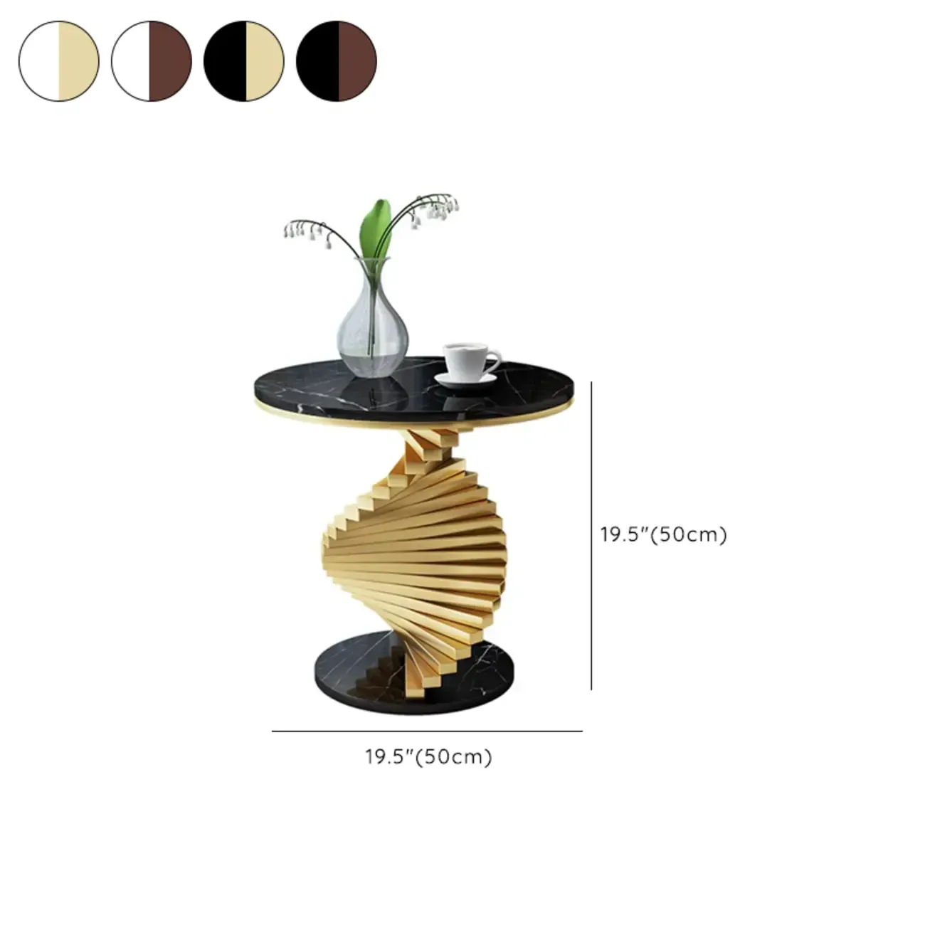 Modern Marble Round Spiral Base Sofa Side Table