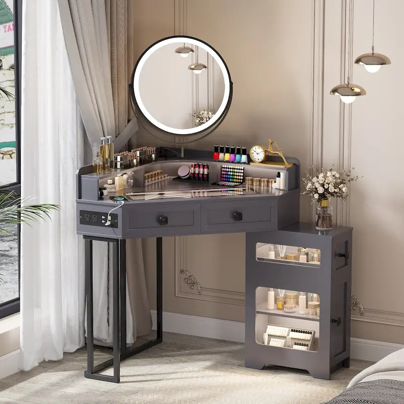 Corner Makeup Vanity With Mirror
