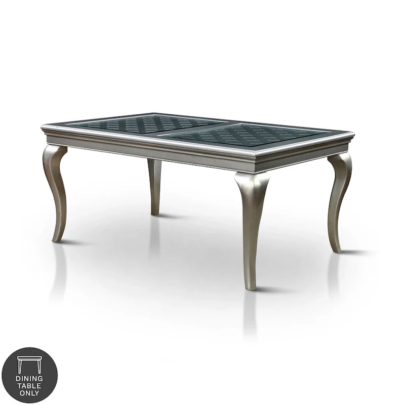Furniture of America Tily Glam 66-inch Glass Top Wood Dining Table