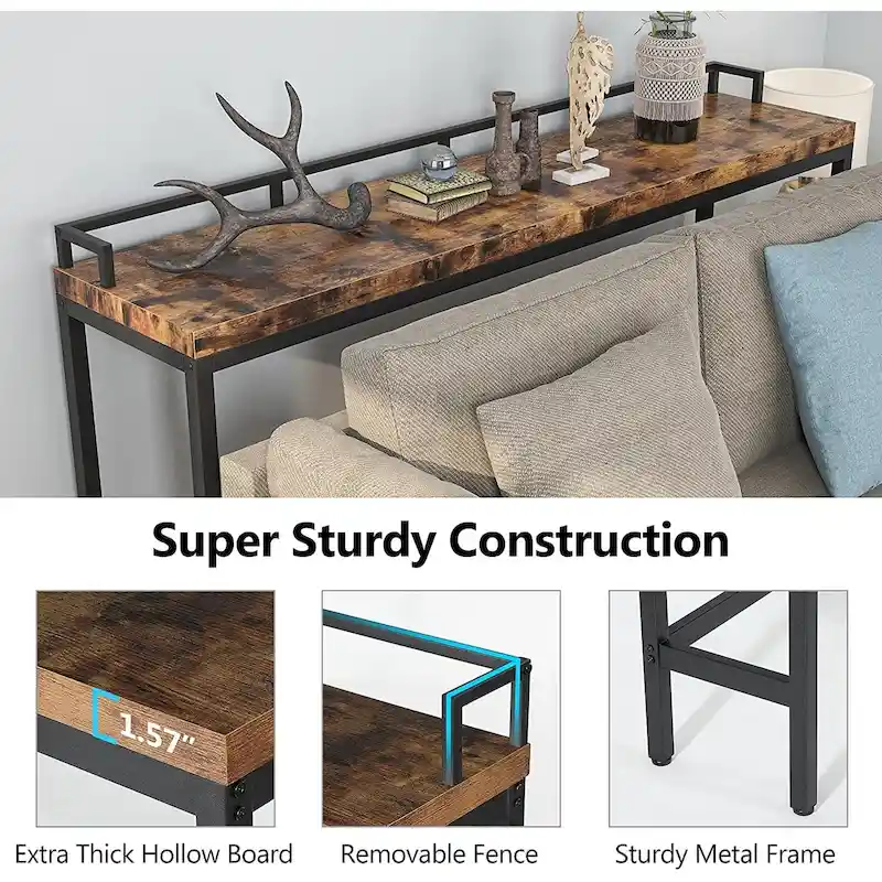 70.9 Extra Long Sofa Console Table, Behind The Couch Table Narrow Entryway Table