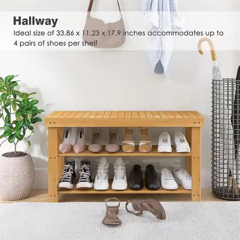 Bamboo Shoe Rack Bench