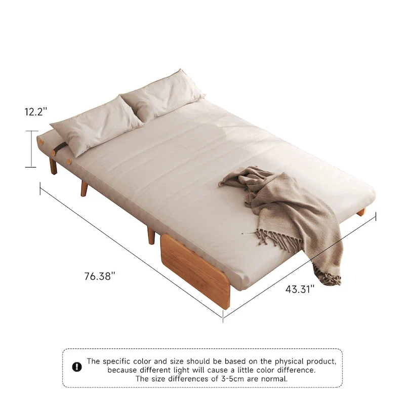 43.3 Upholstered Loveseat Sofa Bed, Beige