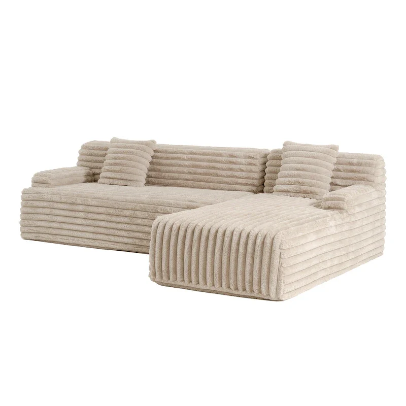 Cloud Sectional Sofa, Modern Upholstered Couch with 2 Throw Pillows, Free-Combined Sofa, Modular Sectional L Shaped Couch