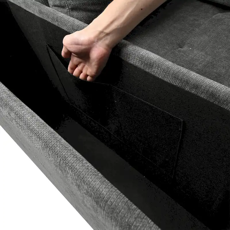 3-Seater Convertible Polyester Sofa Bed with Storage