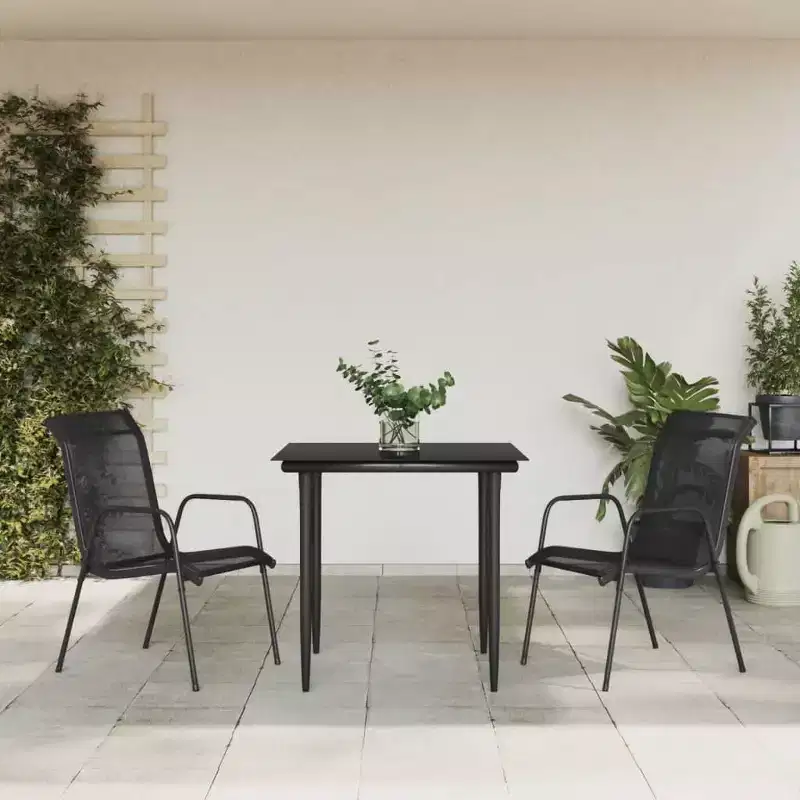 vidaXL Patio Dining Set Outdoor Table and Chair Steel and Textilene