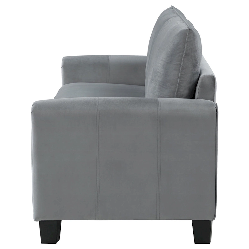 Dave Sofa, Gray Fabric, Rounded Armrests, Black Tapered Legs, 80 Inch