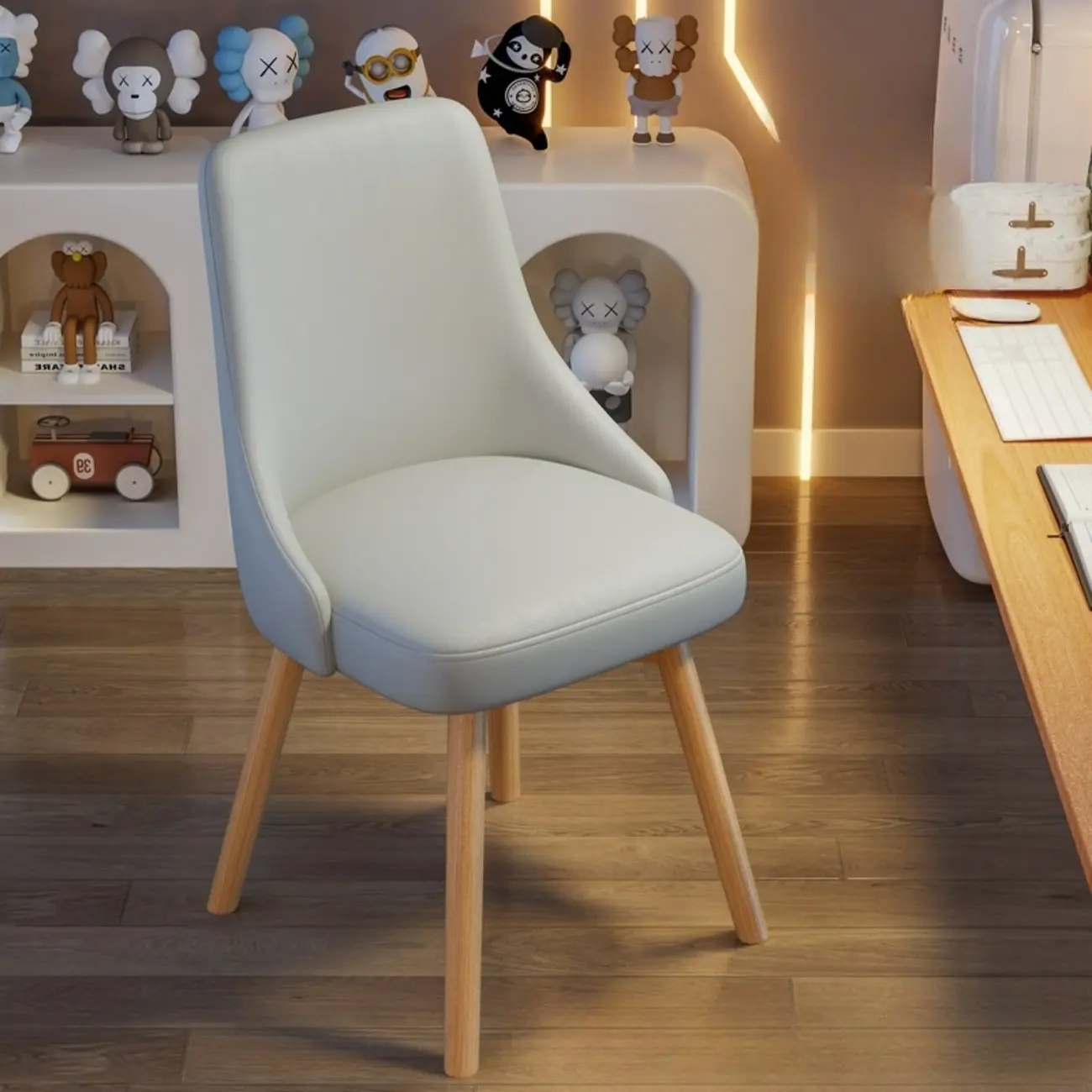 White Fabric Upholstered Solid Back Dining Chair