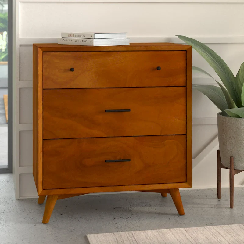 Acorn / White Mid-Century Modern 3-Drawer Small Chest – Single