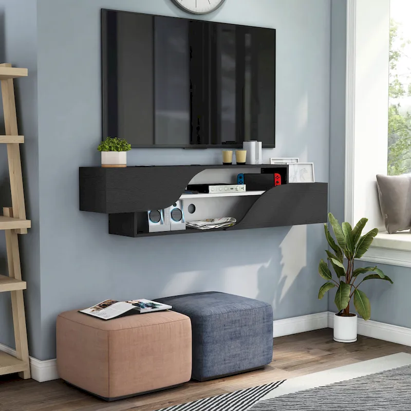 DH BASIC Transitional 59-inch 2-Shelf Floating TV Stand by Denhour
