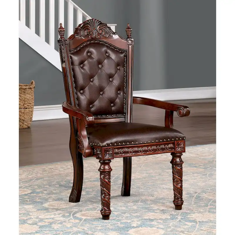 Abeena Traditional Cherry Solid Wood Arm Chairs (Set of 2) by Furniture of America