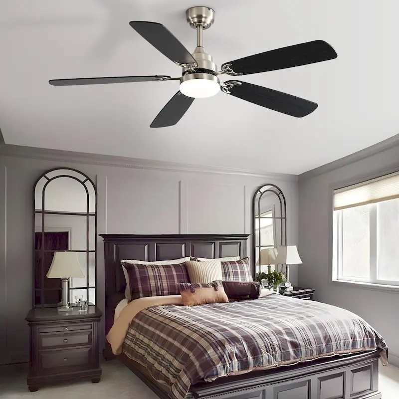 52 inch Ceiling Fan with Remote,Flush Mount and Downrd Mount,Dual Blade Finish,3CCT LED Light,Plywood Blades - 52 inches