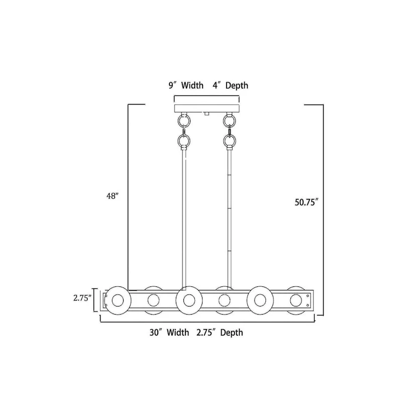 Brushed Nickel and Wood 6-Light Linear Island Lighting - Brushed Nickel and Wood