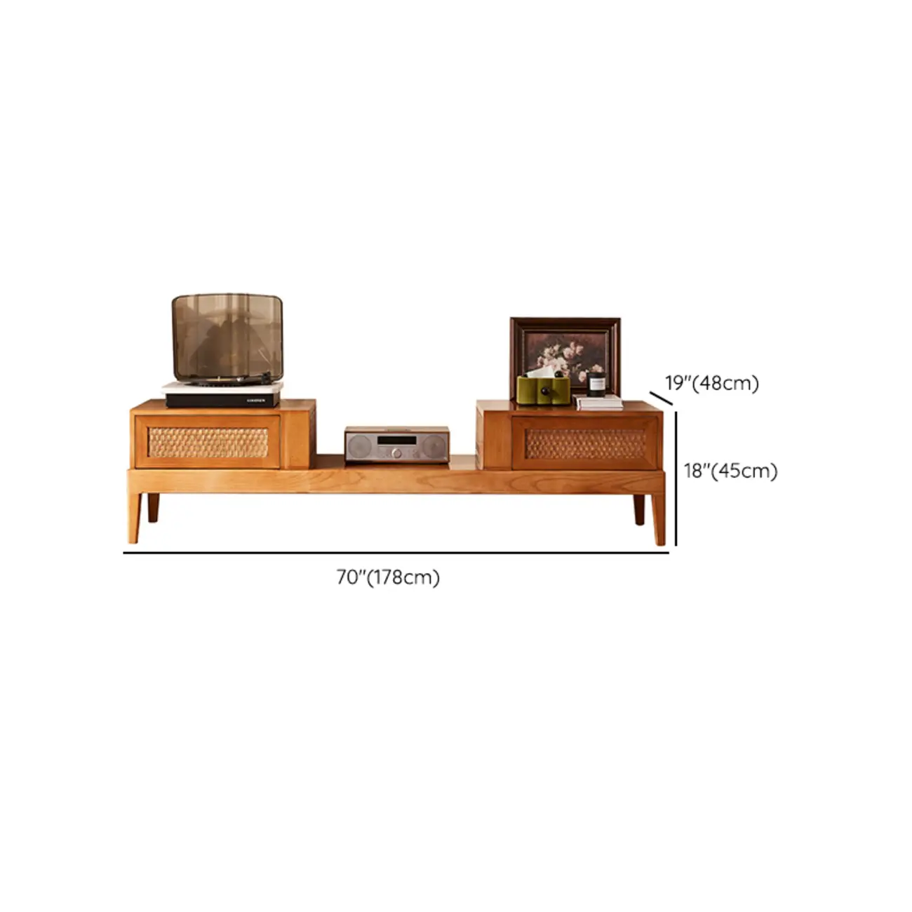 70Inch Modern Brown Wood TV Stand Entertainment Center
