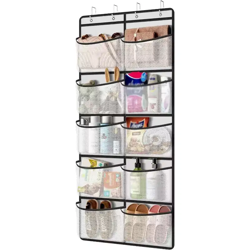 Non-Woven Fabric Hanging Storage Bag, 10-Grid Wall-Mounted Organizer, Gray, for Closet Bedroom Door
