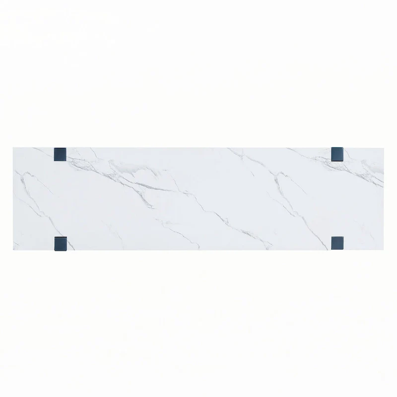 Narrow Console Table with Marble-Effect Top(Navy)