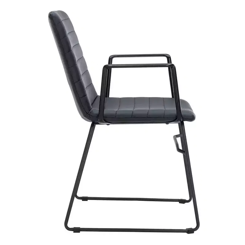 LeisureMod Ergonomic Office Chair Upholstered in Leather/Polyester with Powder-Coated Stainless Steel Frame Padded Seat and Back Zylar Collection