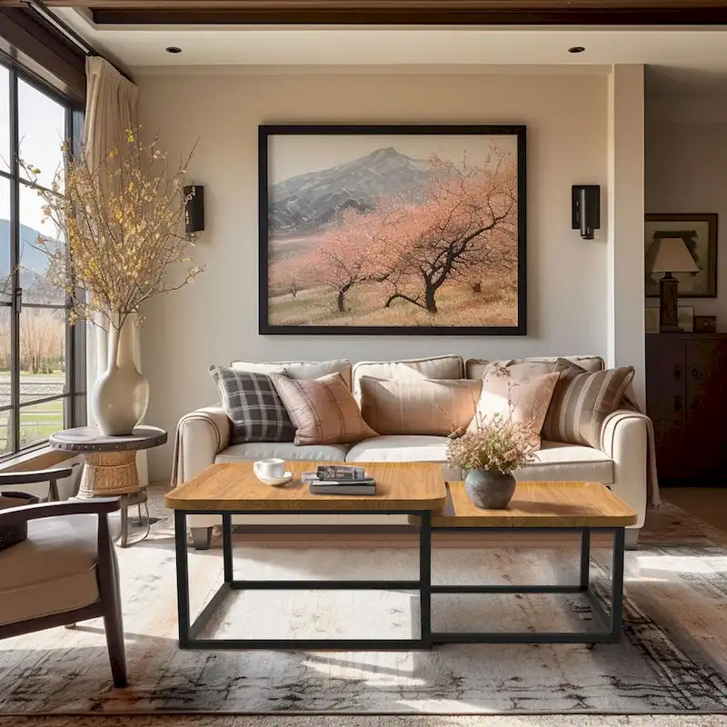 Square Nesting Coffee Table Wood Metal Stacking Side Table - 22x22x18