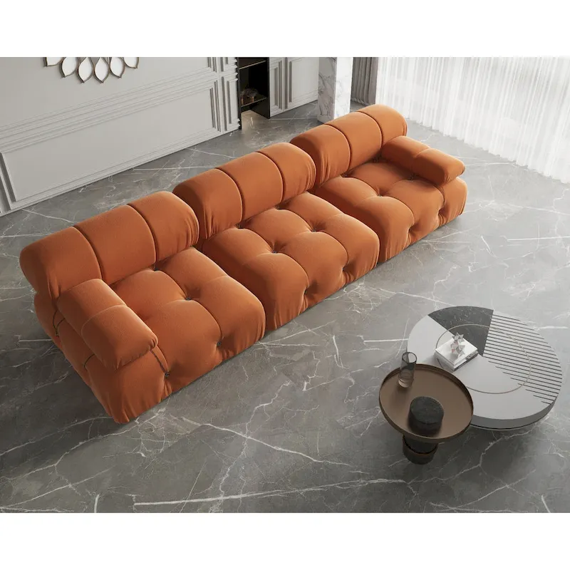 Velvet 3-seater Reversible Modular Sofa