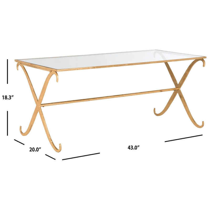 SAFAVIEH Olka Gold/ Tempered Glass Top Coffee Table - 43 x 20 x 18.3 - 43Wx20Dx18H