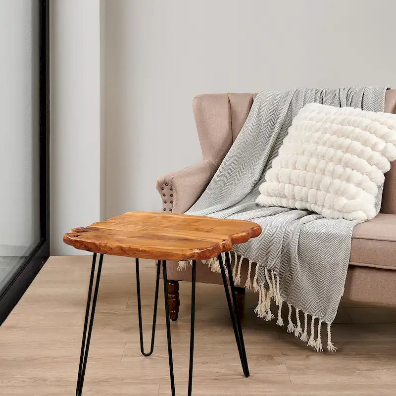 Live Edge Coffee Table - Cedar Wood - Black Hairpin Legs