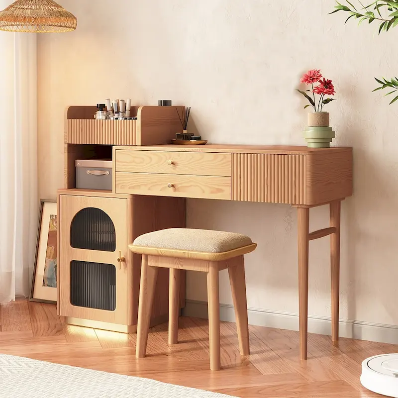 JASIWAY Vanity Makeup Table with 3 Drawers