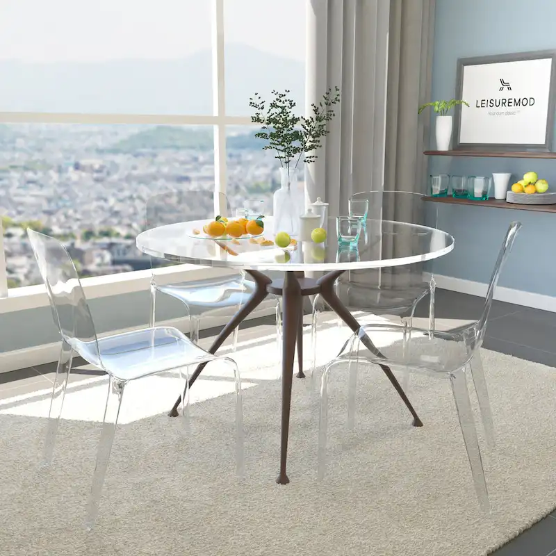 Transparent Stackable Dining Chair, Modern Style, Set of 4
