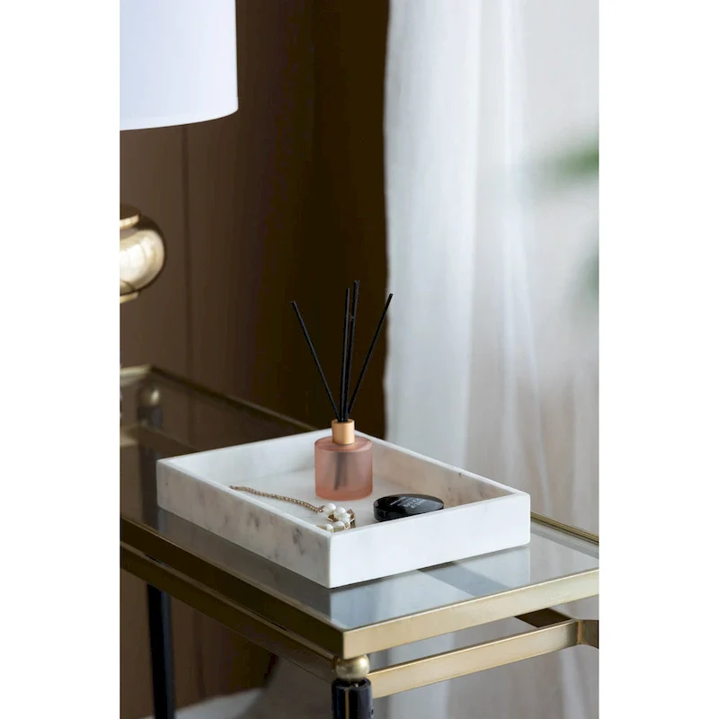 A&B Home Rectangular Marble Tray - White