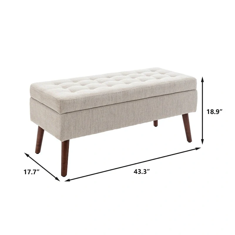 Storage Bench for Bedroom End & Bed Foot — Upholstered Seat with Hidden Storage