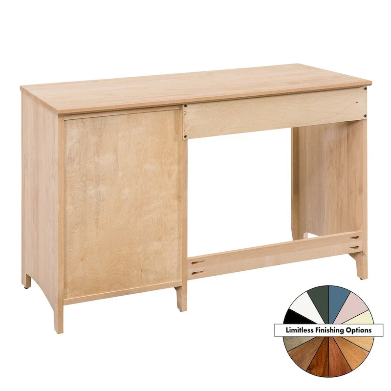 Solid Wood Desk with 4 Drawers - Natural Finish