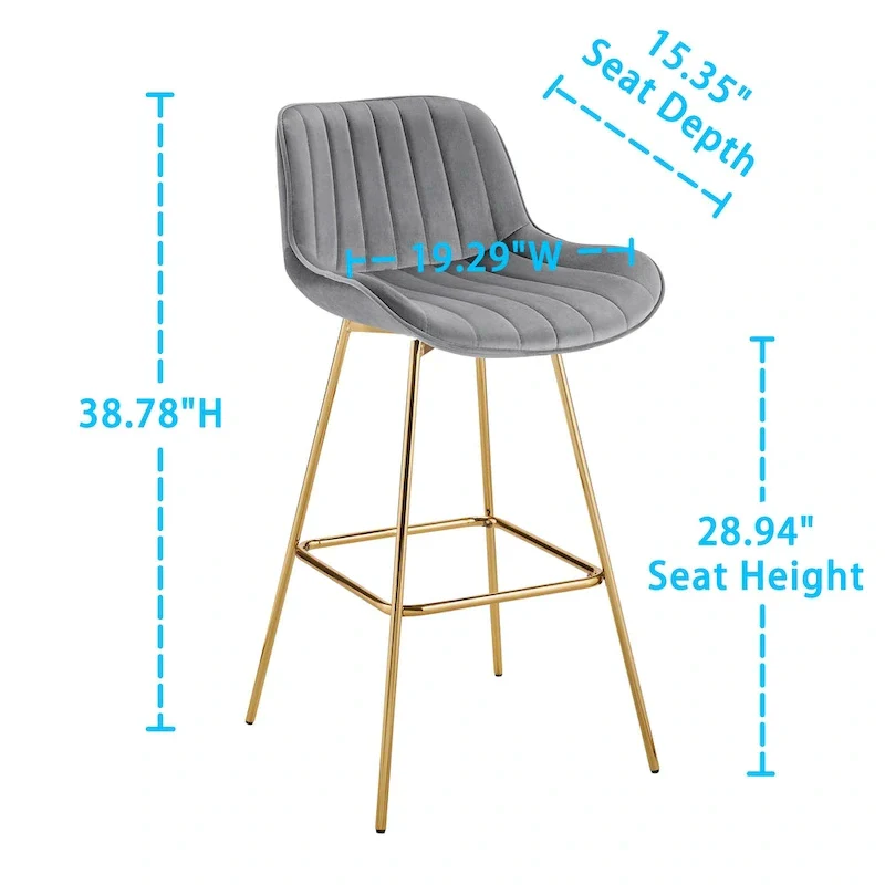 Modern Swivel Velvet Barstool