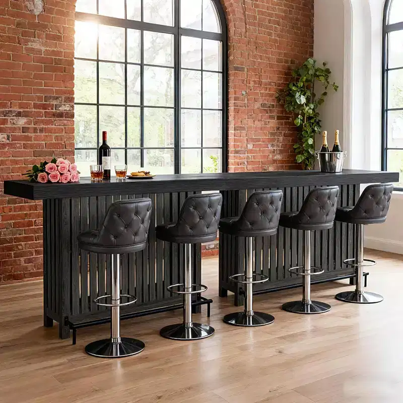 63 Large Home Bar Unit, 2-Tier Kitchen Island Mini Bar Height Pub Table with Footrest, Modern Coffee Pub Table for Dining Room, Bistro, Living Room