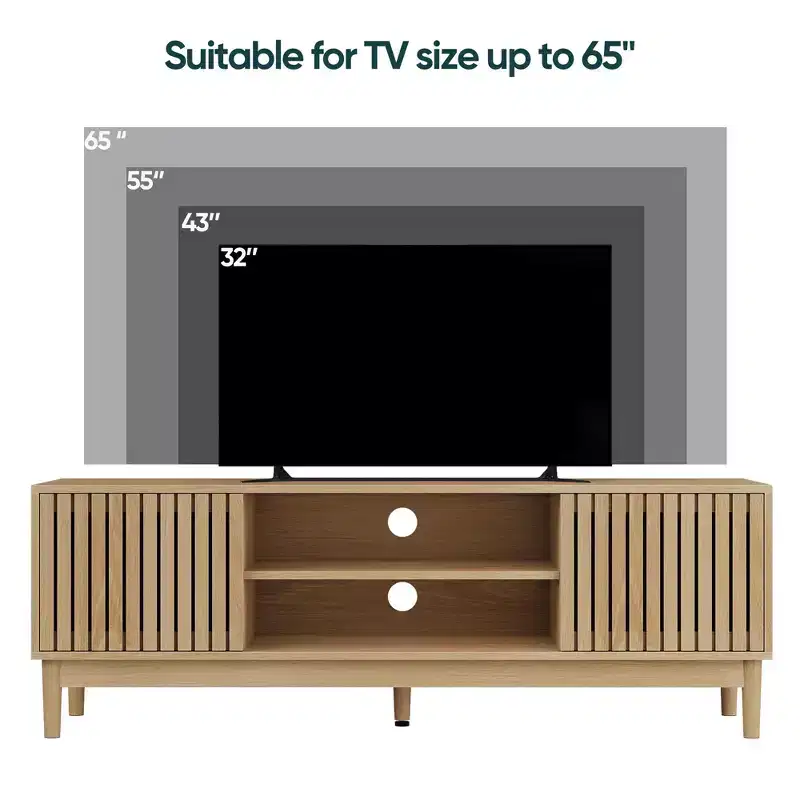 GDFStudio Rajesh Modern Wooden 55 TV Stand with Open Shelves and Cable Hole