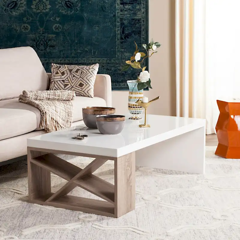 Shelva Scandinavian Side Storage Lacquer Coffee Table - 47.3 x 23.5 x 15 - 47Wx24Dx15H