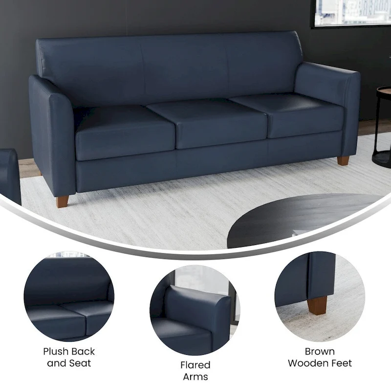 LeatherSoft Sofa with Clean Line Stitched Frame - 70W x 29D x 32.25H
