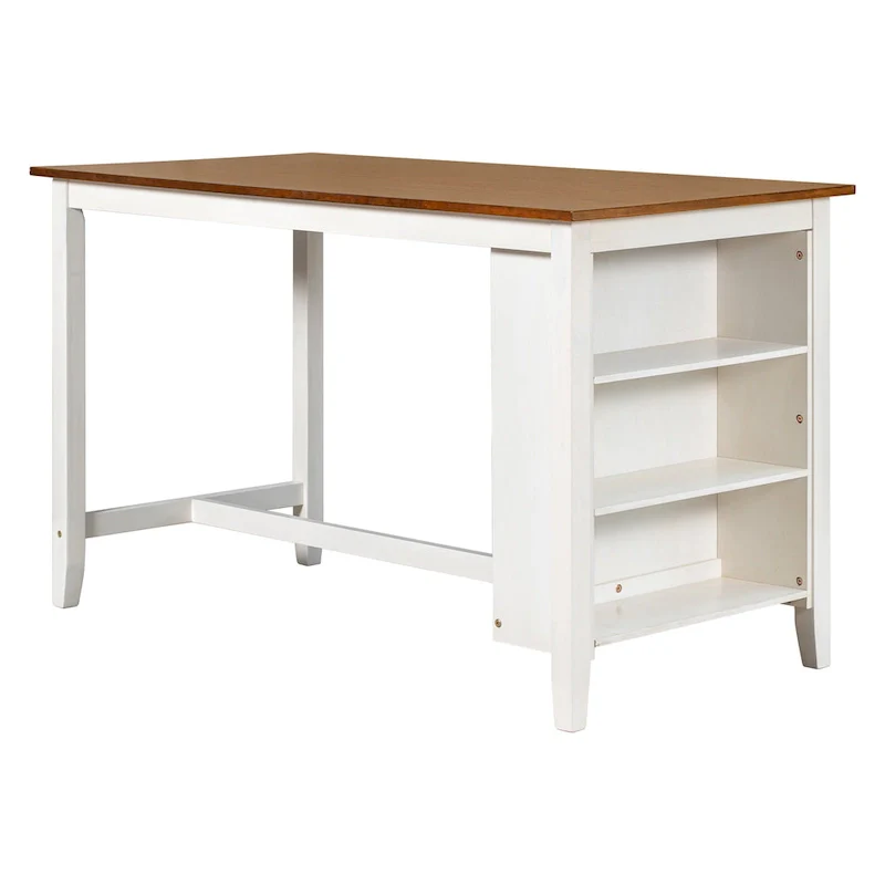 5-Piece Rustic Dining Set with Wooden Bar Table & 4 Chairs