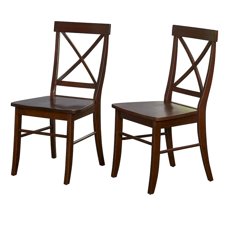 Mid-Century Rubberwood Dining Chair with Faux Leather Seat – Chestnut Wire-Brush