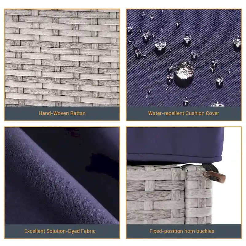 LIVOOSUN Patio Chair Rattan Single Lounge Water-Repellent Cushion