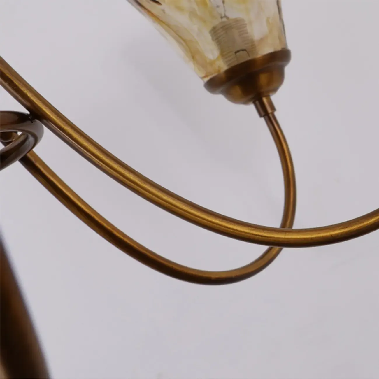 6 Lights Modern Amber Flower Glass Chandelier