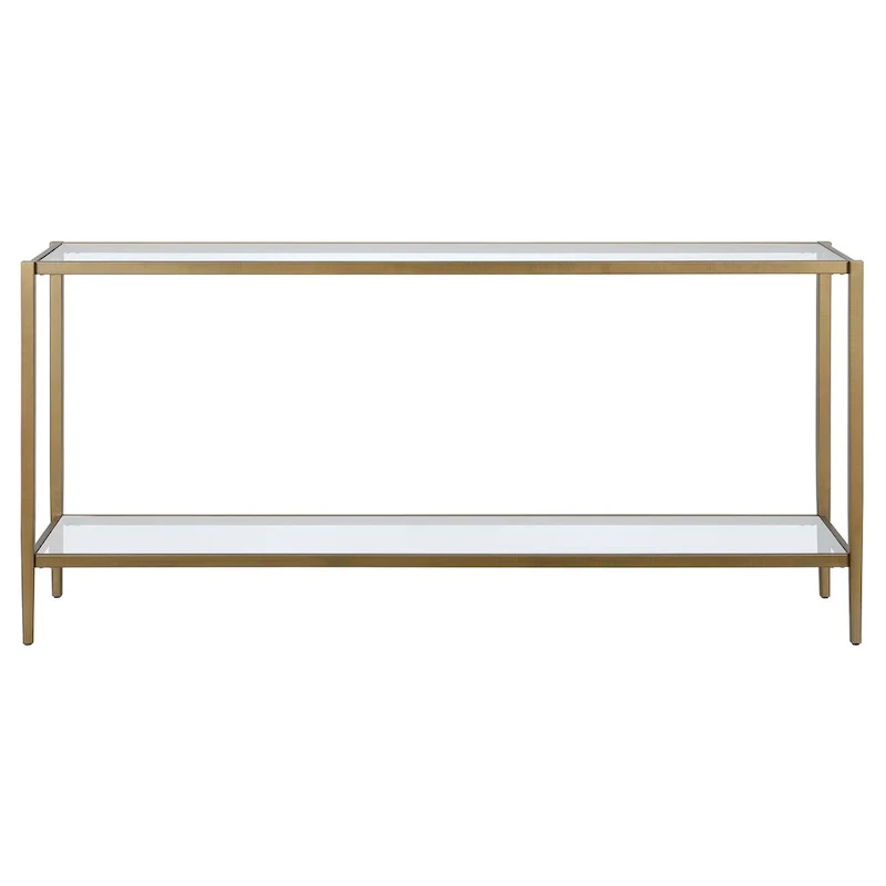 Hera 64 Wide Rectangular Console Table with Glass Shelf - 64 Wide