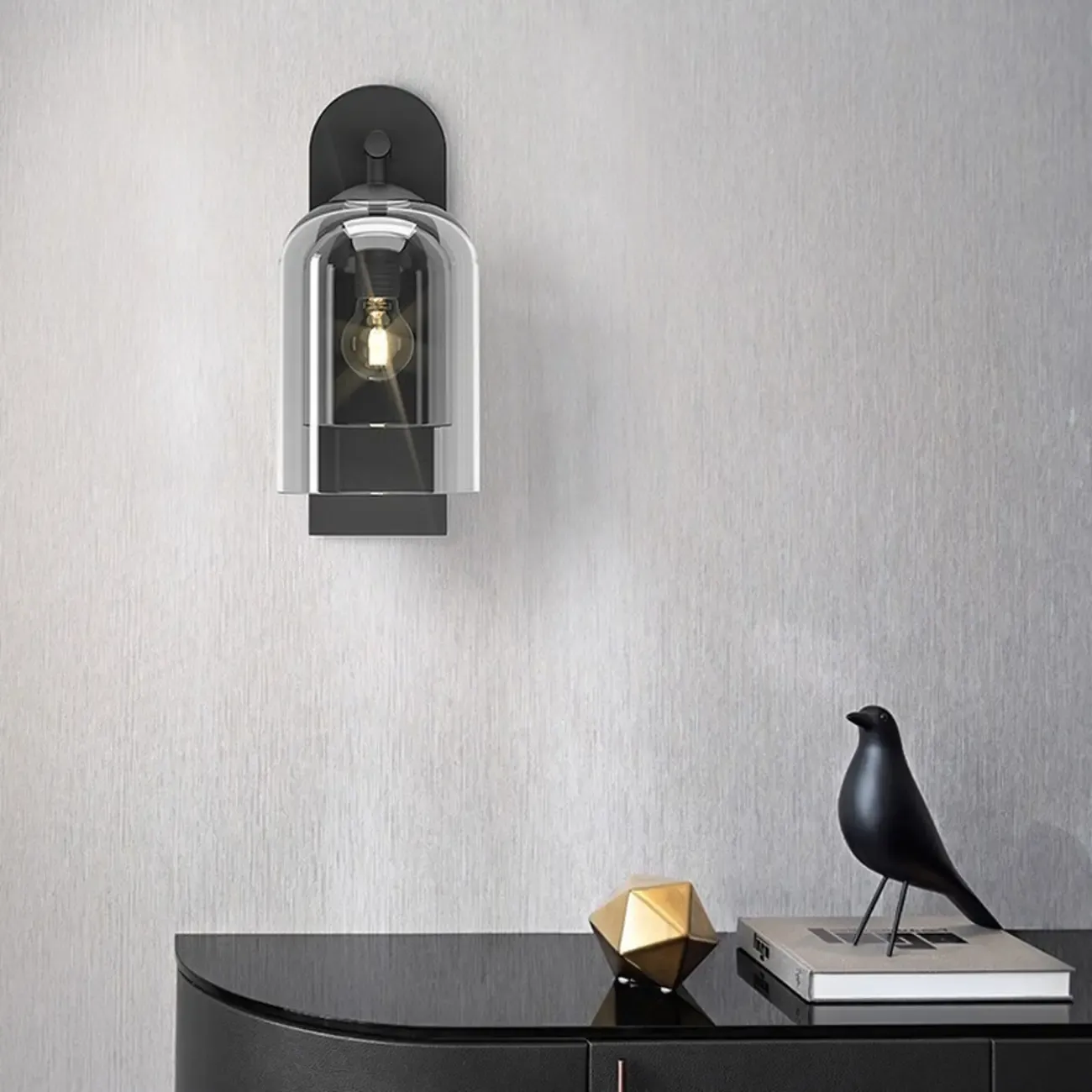 1-Light Double Shade Glass Ambient Wall Sconce