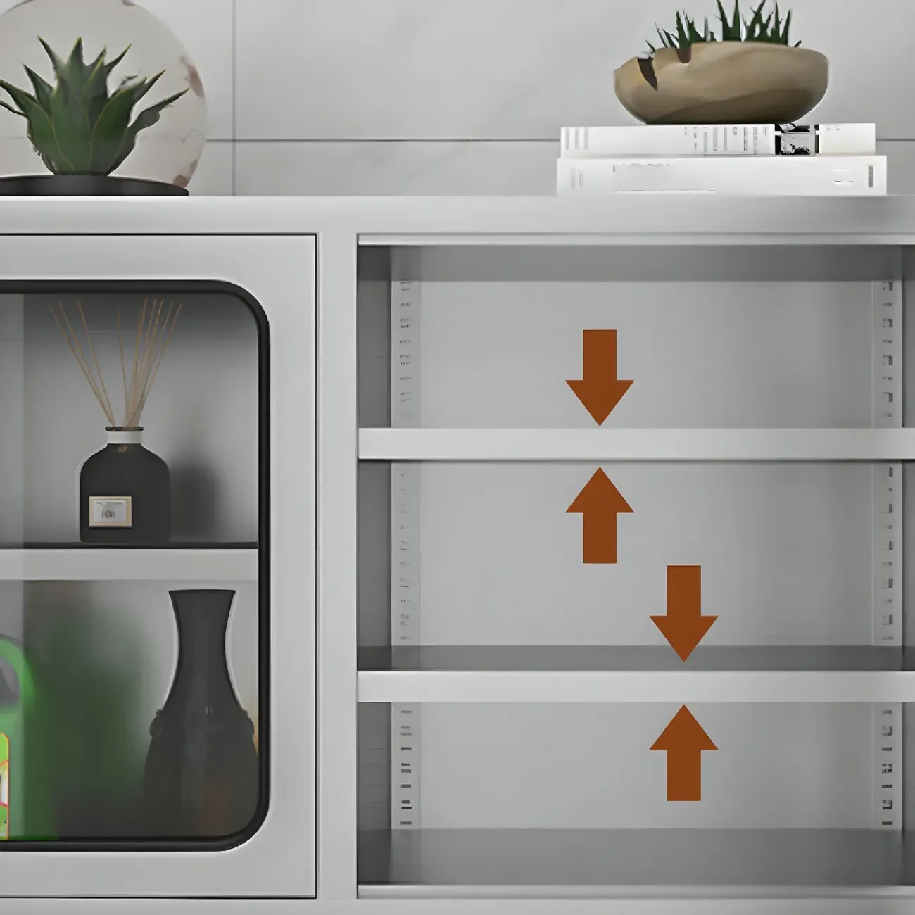 Adjustable Stainless Steel Wall-Mounted China Cabinet