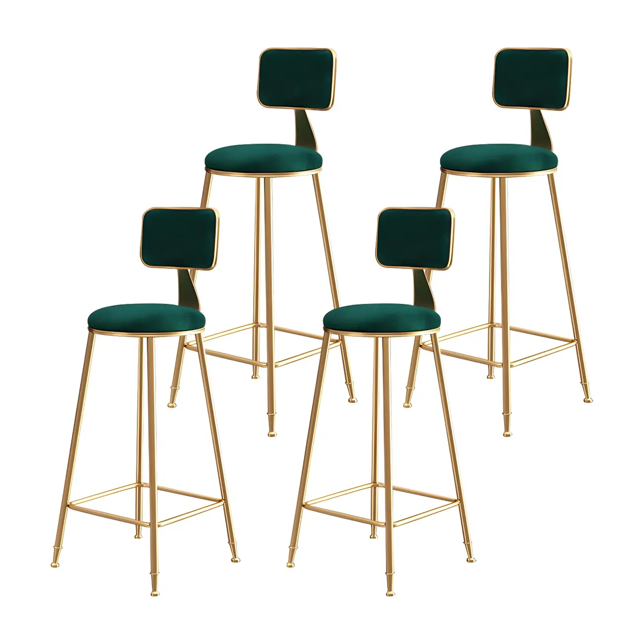 Round Velvet Upholstered Counter Bar Stools