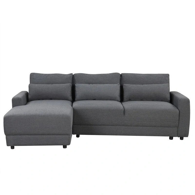 92.9W L-shaped Modular Sectional Sofa with Cushions and 3 Pillows