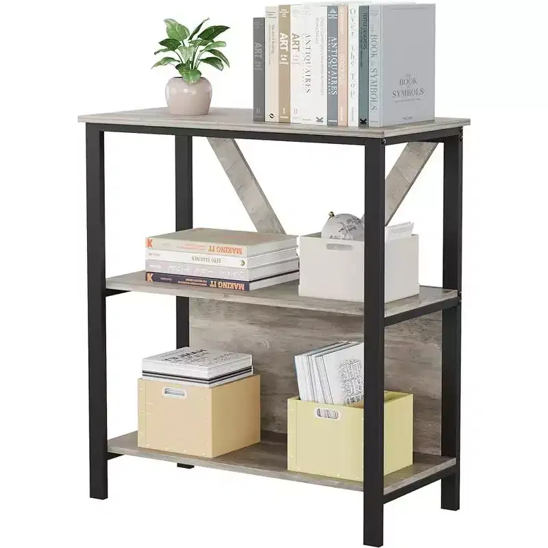3-layer Large Capacity Open Bookcase with Metal Frame, Sturdy and Durable, Suitable for Living Room, Home Office, Bedroom