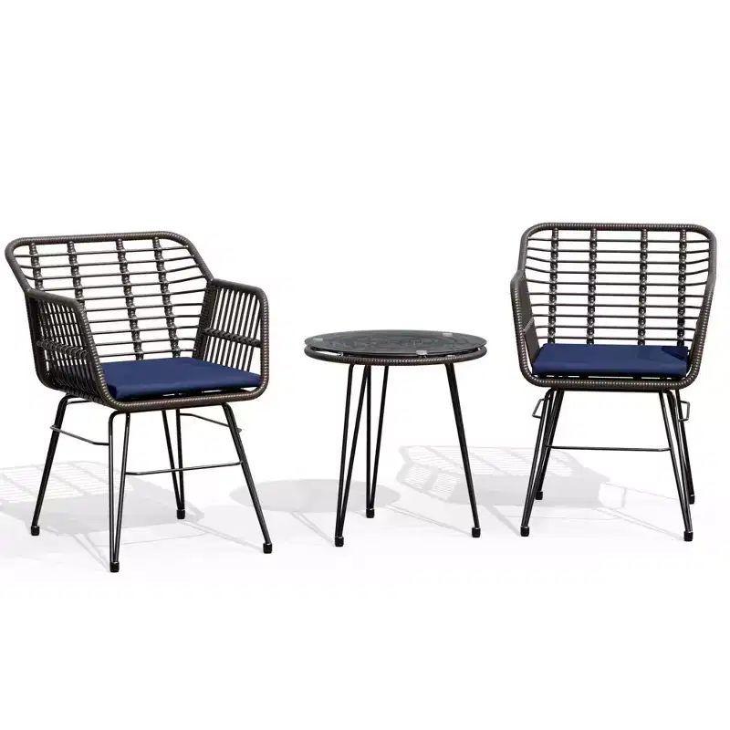 UPTIOT 3 Piece Wicker/rattan Seating Group With Cushions