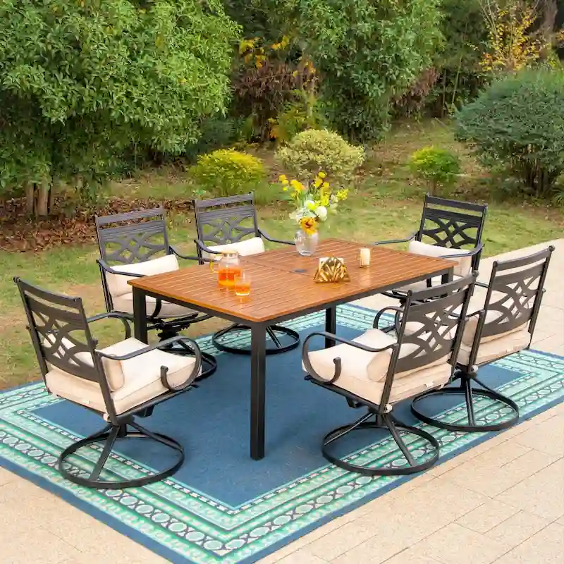 MAISON ARTS 7/5-piece Patio Dining Set, 6 Metal Patio Dining Chairs and 1 Metal Dining Table
