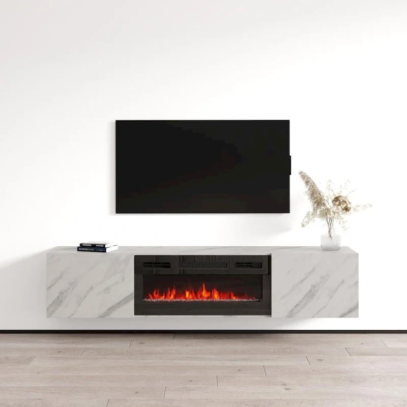 Floating Fireplace TV Stand for TVs up to 80 inches
