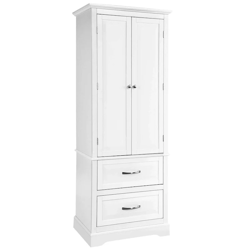 62   Tall Bathroom Freestanding Floor Storage Cabinet with 2 - 24   x 16   x 62   (L x W x H)