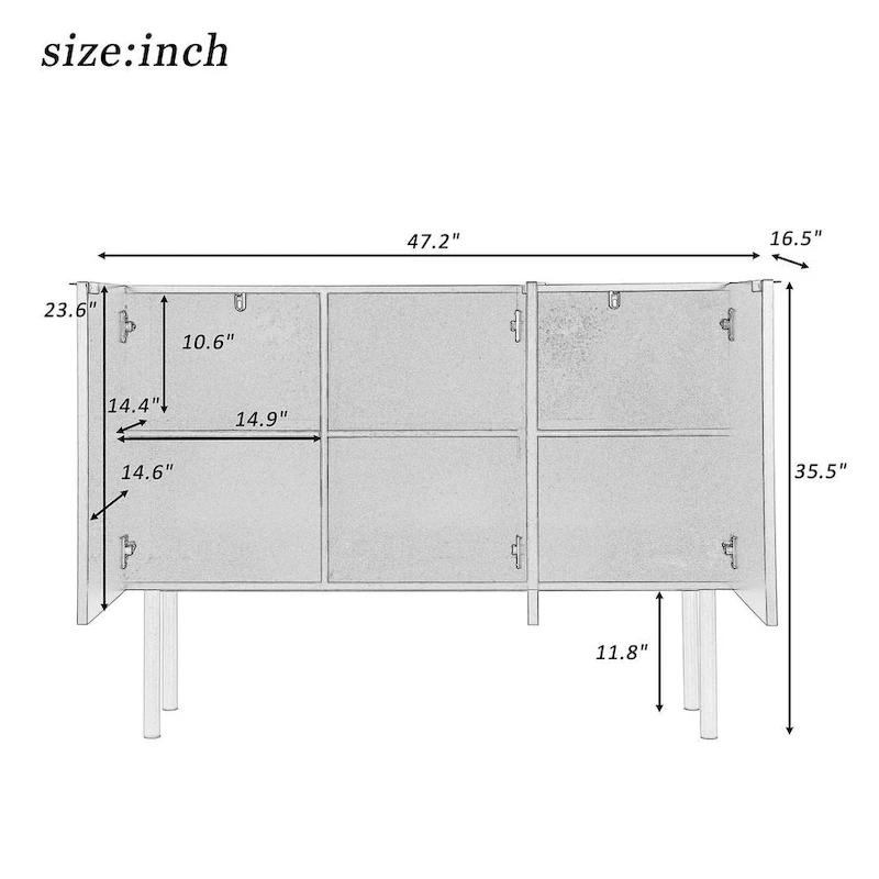 47 Modern Simple Luxury Style with Adjustable Shelves Buffet/Sideboard