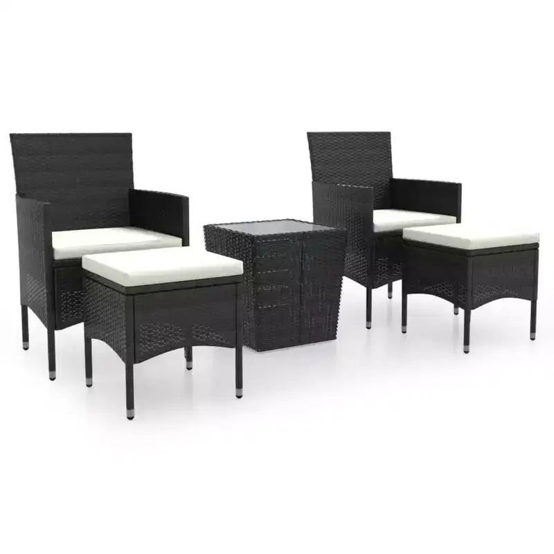 vidaXL Bistro Set Patio Table and Chair Set Poly Rattan and Tempered Glass